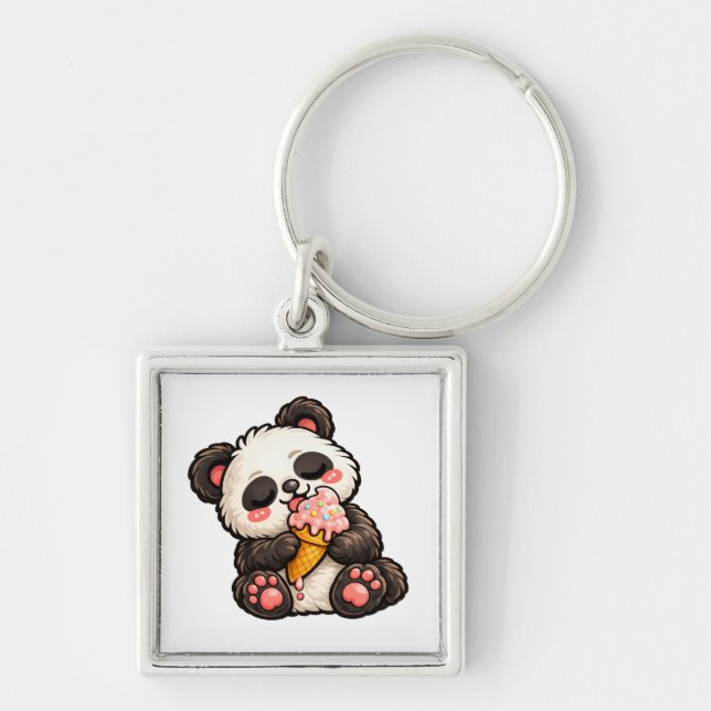Cute Panda Ice Cream Key Ring (Front)