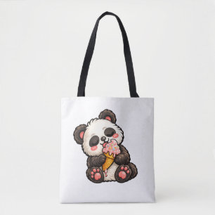 Cute Panda Ice Cream Tote Bag