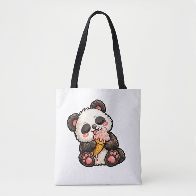 Cute Panda Ice Cream Tote Bag (Front)