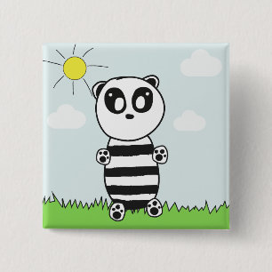 Cute Panda Illustration 15 Cm Square Badge