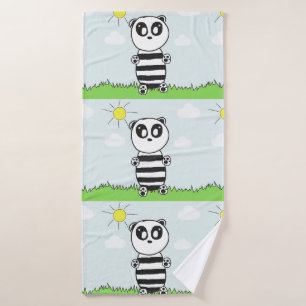 Cute Panda Illustration Bath Towel