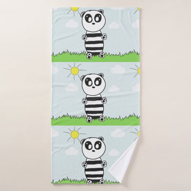 Cute Panda Illustration Bath Towel (Bath Towel)