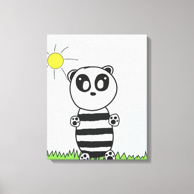 Cute Panda Illustration Canvas Print (Front)