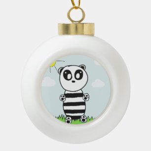 Cute Panda Illustration Ceramic Ball Christmas Ornament