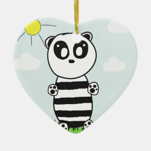 Cute Panda Illustration Ceramic Tree Decoration