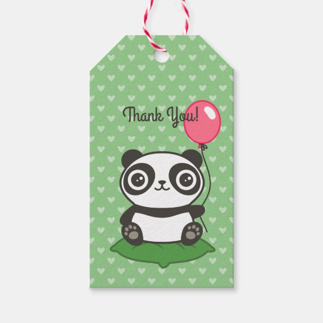 Cute Panda Illustration Gift Tags (Front)