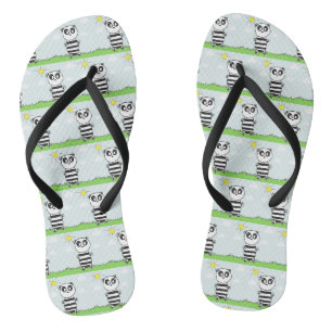 Cute Panda Illustration Jandals