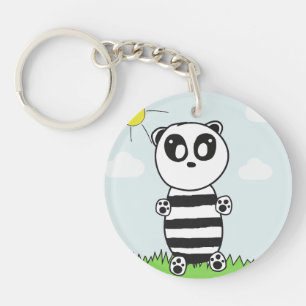 Cute Panda Illustration Key Ring