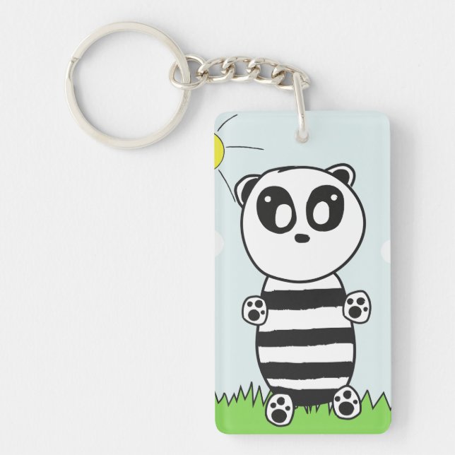 Cute Panda Illustration Key Ring (Front)