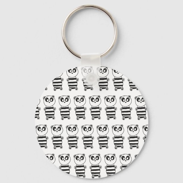 Cute Panda Illustration Key Ring (Front)
