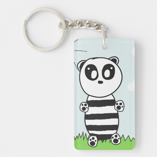 Cute Panda Illustration Key Ring (Front)