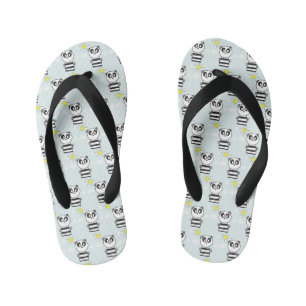 Cute Panda Illustration Kid's Jandals