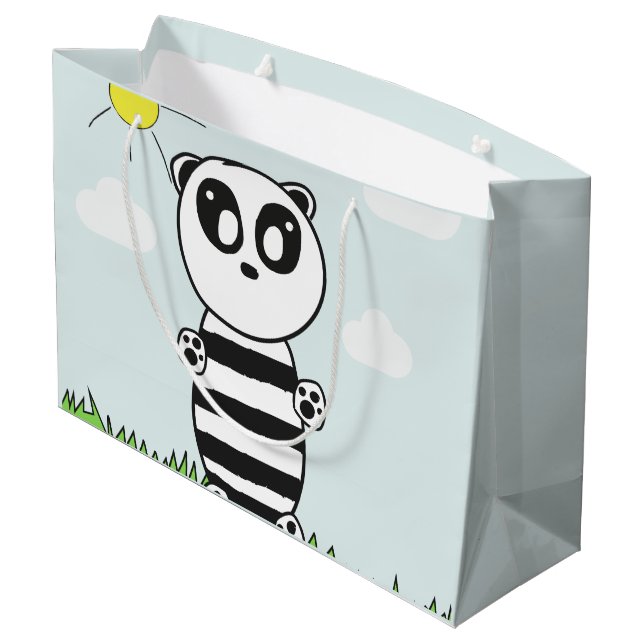 Cute Panda Illustration Large Gift Bag (Back Angled)