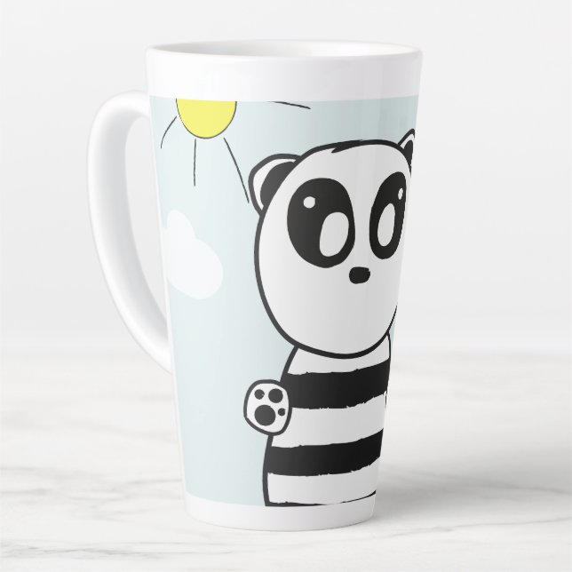 Cute Panda Illustration Latte Mug (Left Angle)