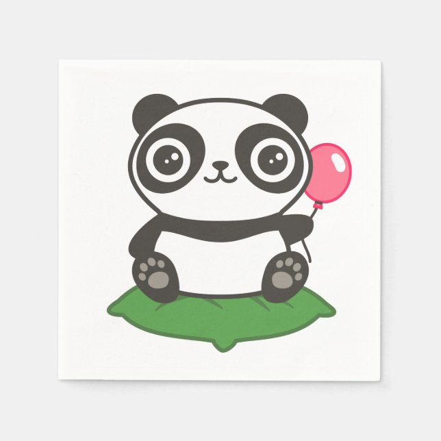 Cute Panda Illustration Napkin (Front)