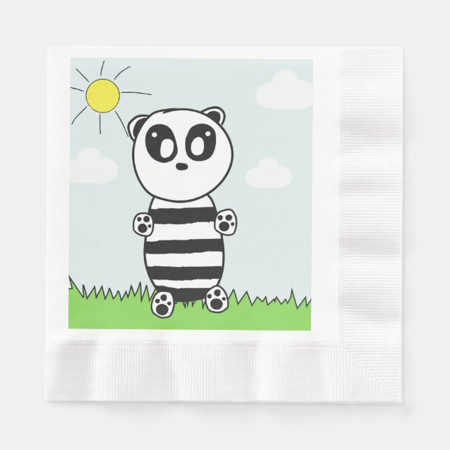 Cute Panda Illustration Napkin (Front)