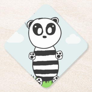 Cute Panda Illustration Paper Coaster