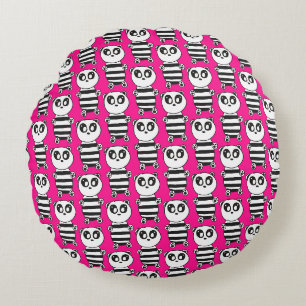 Cute Panda Illustration Round Cushion