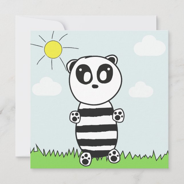Cute Panda Illustration Save The Date (Front)