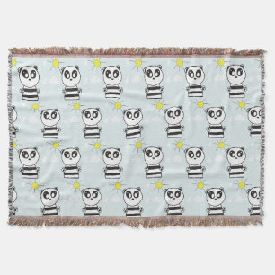 Cute Panda Illustration Throw Blanket