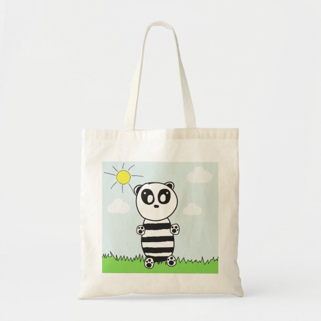 Cute Panda Illustration Tote Bag (Front)
