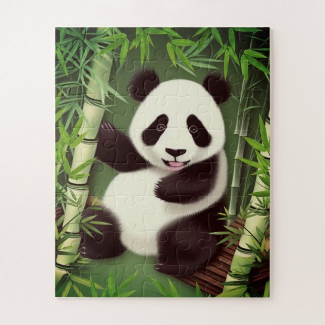 Cute Panda In A Bamboo Forest Jigsaw Puzzle (Vertical)