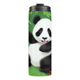 Cute Panda In Bamboo Forest Thermal Tumbler