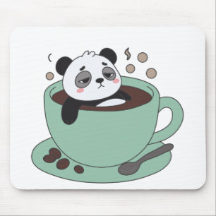 Cute Panda In Coffee Cup Coffee Lover Gift Mouse Pad