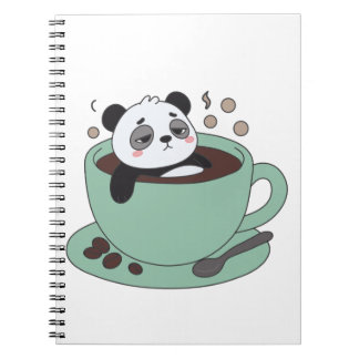 Cute Panda In Coffee Cup Coffee Lover Gift Notebook