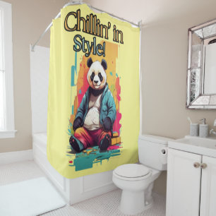 Cute Panda in Pants Stylish Cartoon Design Shower Curtain