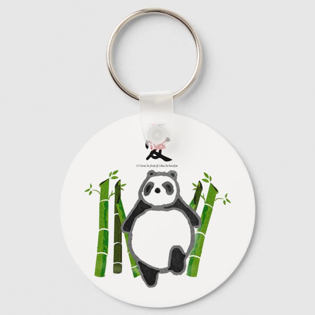 Cute panda ink drawing key ring (Front)