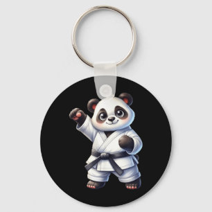 Cute Panda Karate Black Belt Martial Arts Fighter Key Ring
