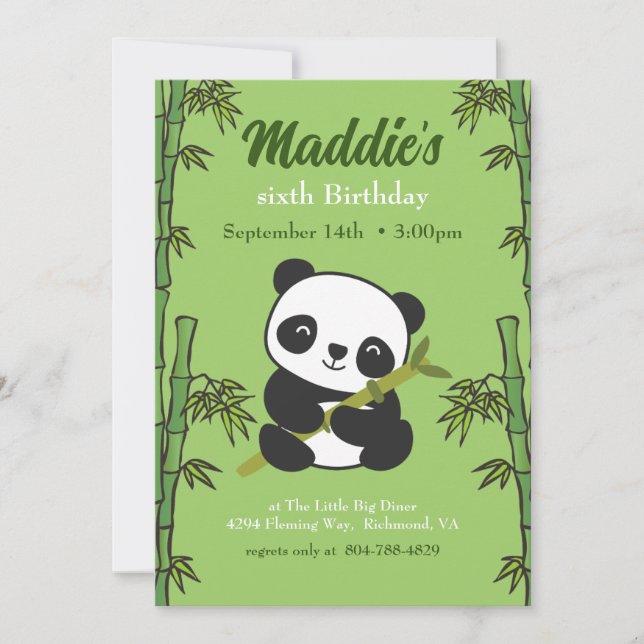 Cute Panda Kiddie Birthday Party  Invitation (Front)