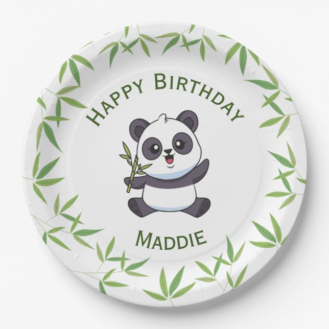 Cute Panda Kiddie Birthday Party Supplies  Paper Plate (Front)