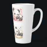 Cute Panda Latte Mug Aesthetic Watercolor<br><div class="desc">Add a touch of softness and cuteness to your collection with this cute kawaii baby panda sticker set! This charming design features adorable panda illustrations in different poses—holding bamboo, hugging a heart, playing, and sleeping peacefully. Illustrated in a soft watercolor style, these pandas have a cozy and heartwarming aesthetic with...</div>