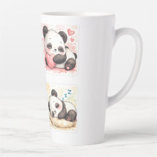 Cute Panda Latte Mug Aesthetic Watercolor