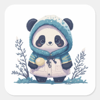 Cute Panda Lovers Gift Square Sticker
