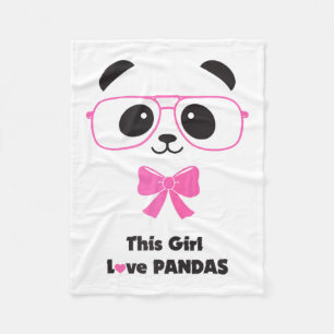 Cute Panda-loving Girl Funny Gles Bow Women Fleece Blanket