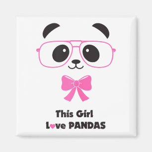 Cute Panda-loving Girl Funny Gles Bow Women Magnet