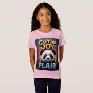 Cute Panda Mascot With Colourful Celebration Graph T-Shirt