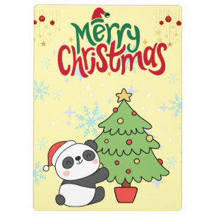 cute panda merry Christmas Clipboard