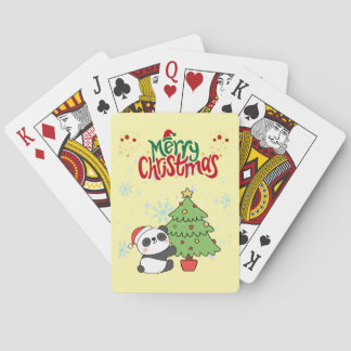 cute panda merry Christmas Poker Cards