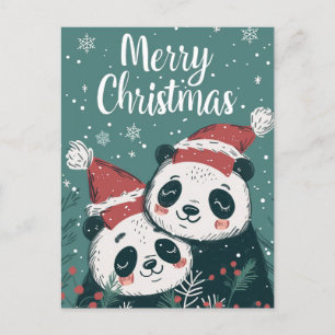 Cute Panda Merry Christmas Postcard