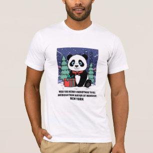 Cute Panda Merry Christmas T-Shirt New York Holi