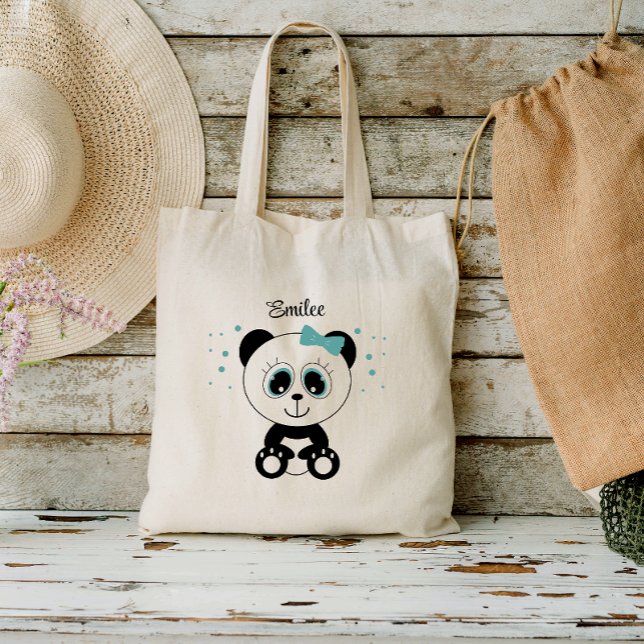 Cute Panda (Mint Green) Tote Bag (Creator Uploaded)