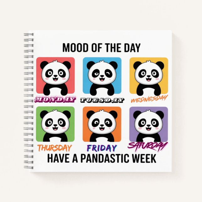Cute Panda Mood of the Day Notebook – Kawaii Weekl (Front)