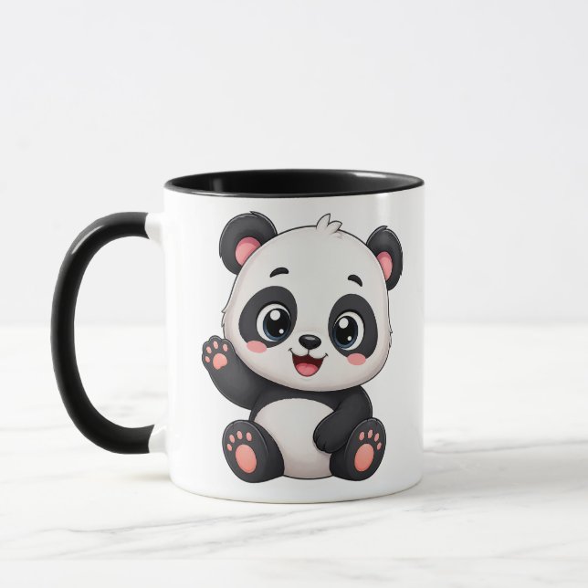Cute Panda Mug – Adorable Cartoon Panda Coffee Cup (Left)
