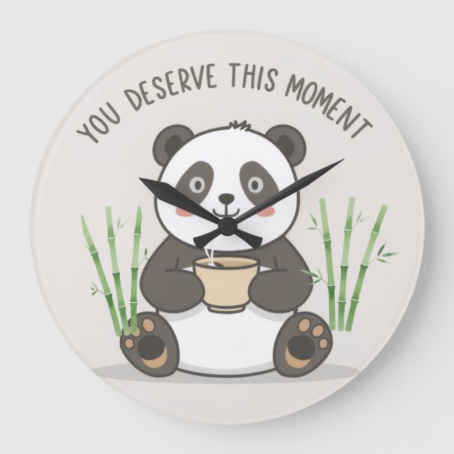 Cute Panda Mug Large Clock (Front)