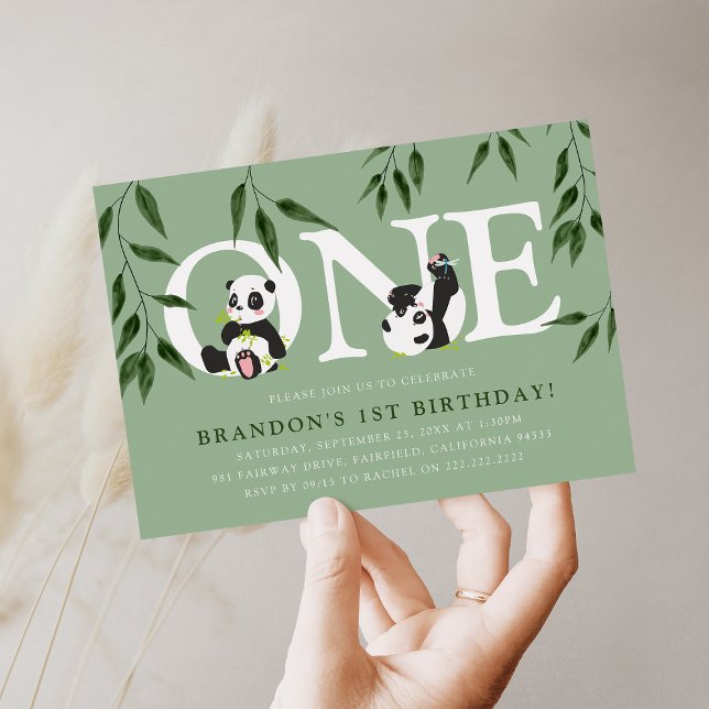 Cute Panda Neutral 1st Birthday Party Invitation (Creator Uploaded)