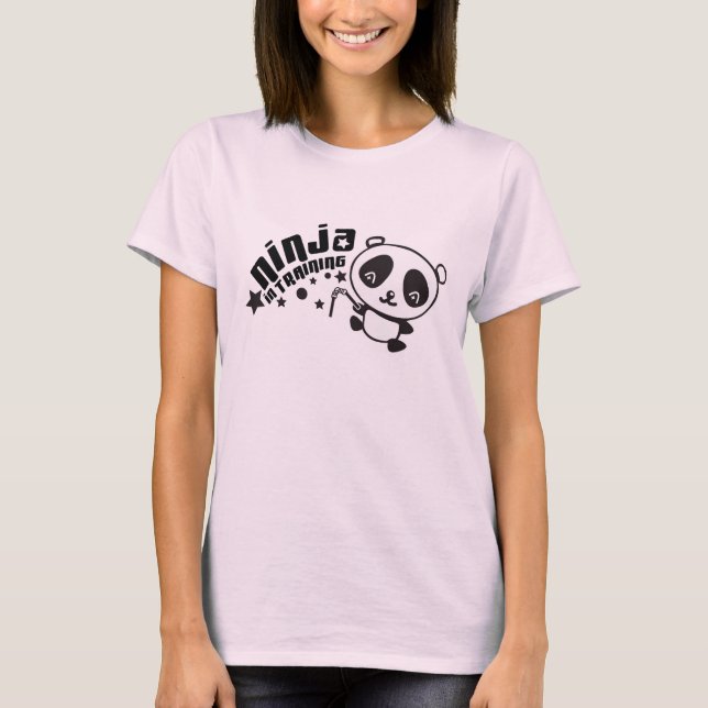 Cute Panda Ninja in Training T-Shirt (Front)